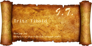 Iritz Tibold névjegykártya